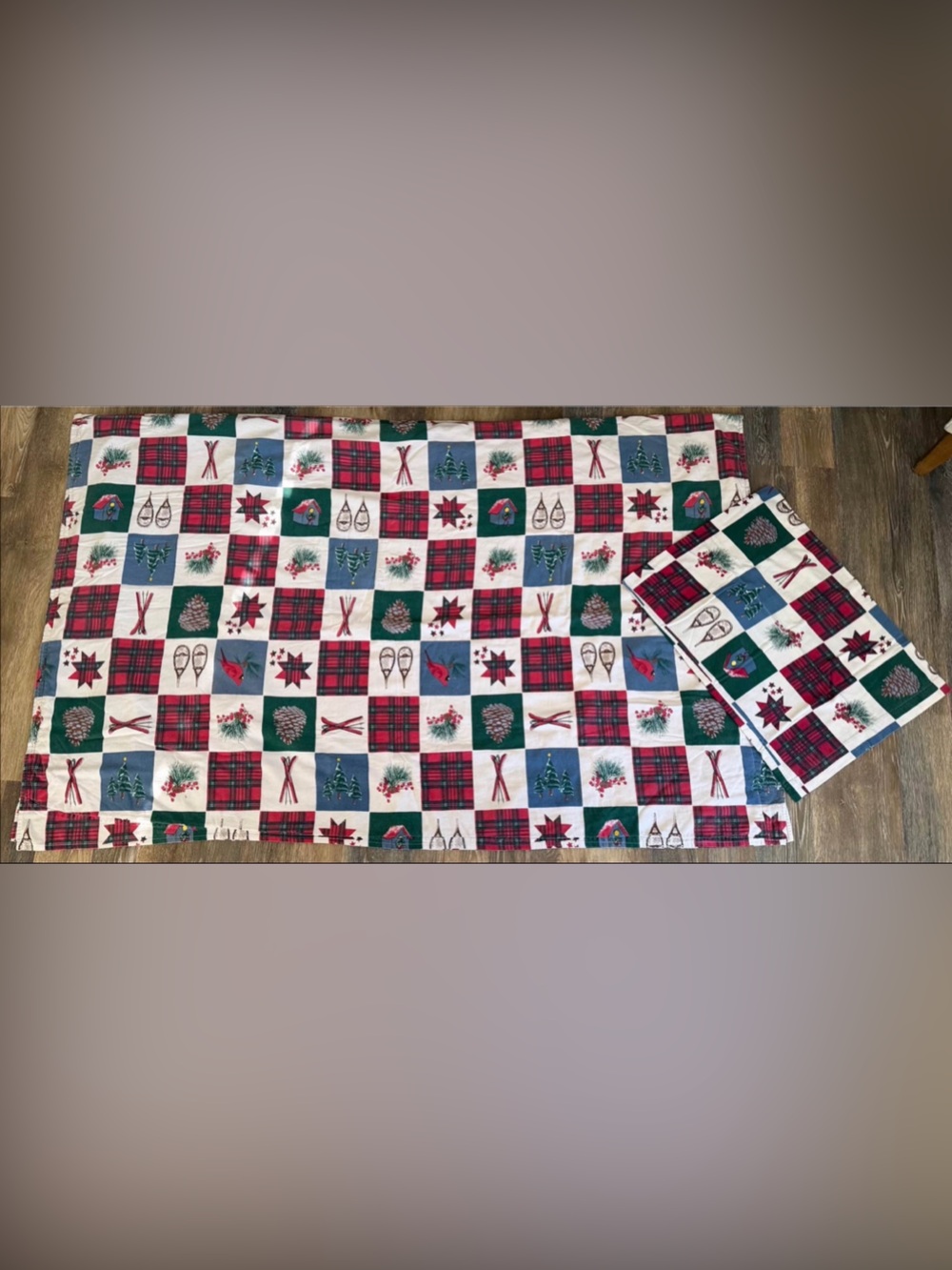 Holiday Patchwork Throw Blanket in Red, Green and Blue Festive Plaid Design